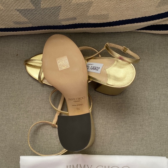 Jimmy Choo linley 85 cage strap sandals Gold NWT 35,36 - Picture 9 of 13